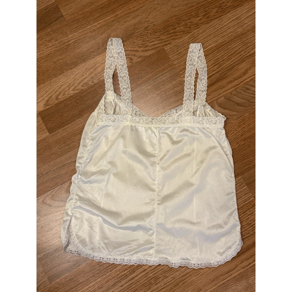 Vintage White Lace Trim Camisole Top Babydoll Fit Balletcore Coquette Sz SM/ MD - Picture 6 of 9